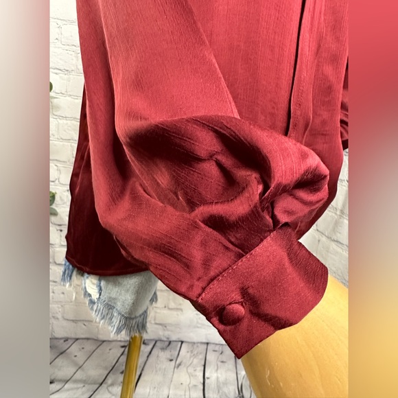 Mango burgundy satin blouse - Picture 3 of 7